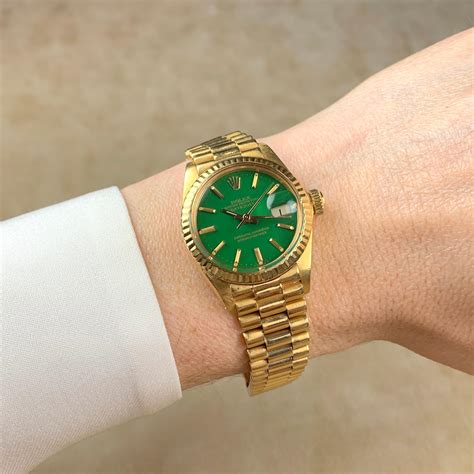 green dial rolex gold|rolex oyster perpetual green gold.